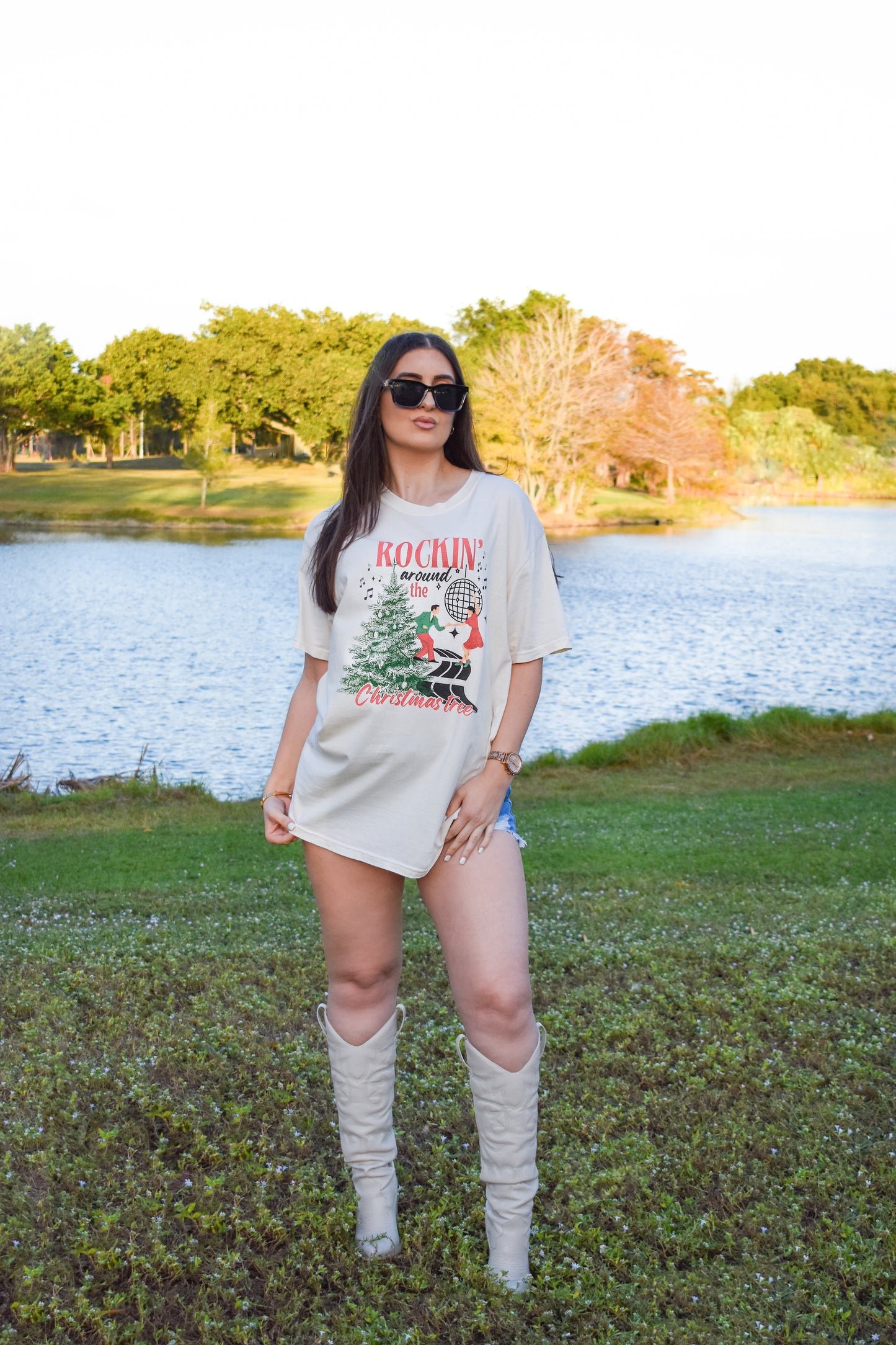 Rockin' Around Tee- Vintage Christmas Graphic T-Shirt