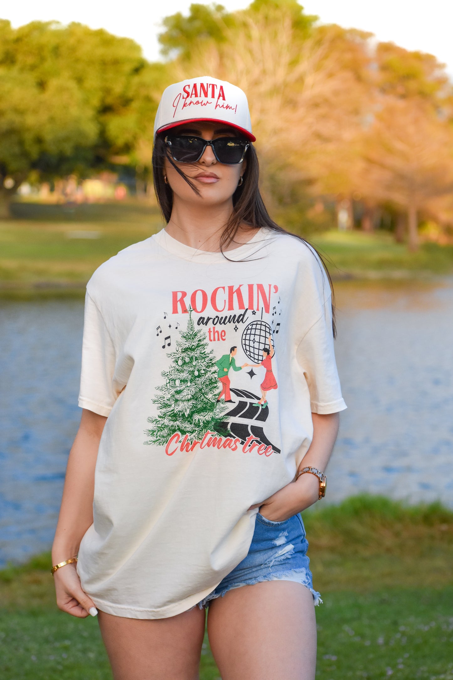 Rockin' Around Tee- Vintage Christmas Graphic T-Shirt